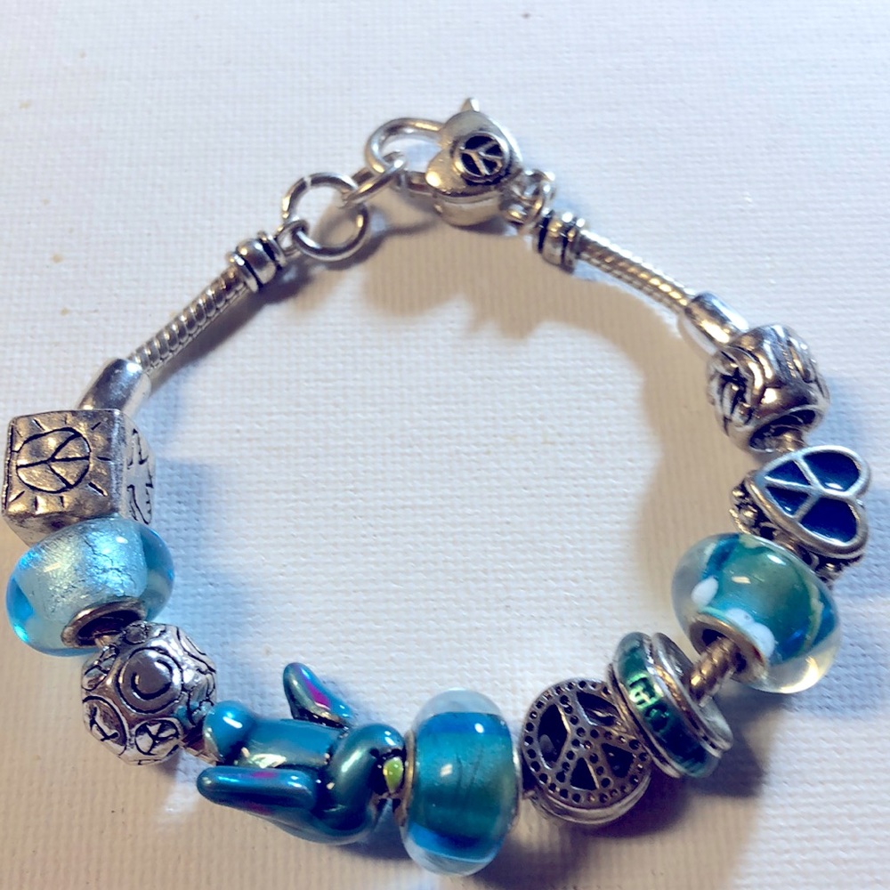 Old Glory Peace Love and Doves charm bracelet